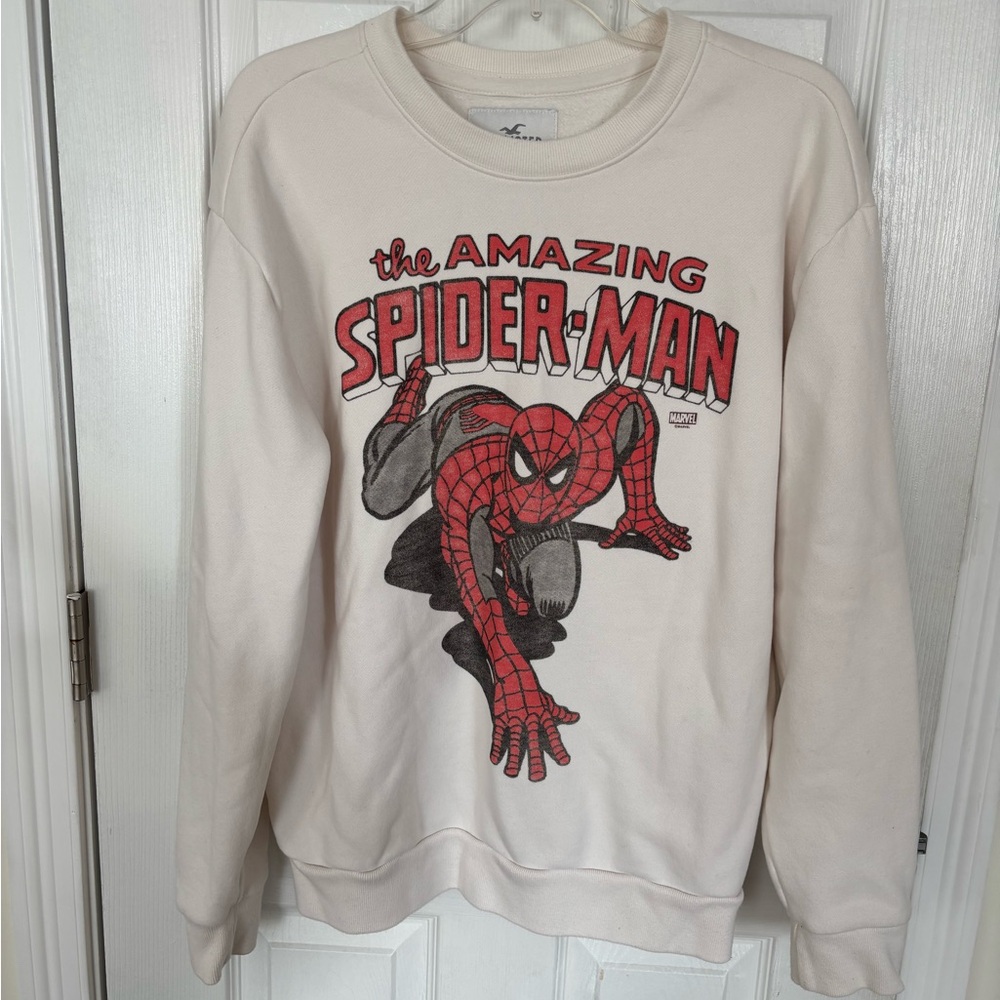 Hollister Cream Spider-Man Crewneck Sweater